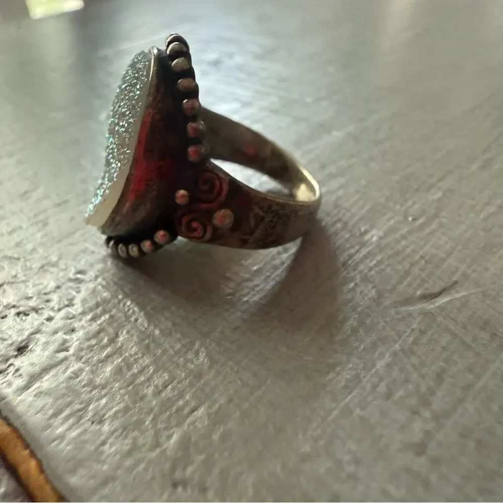925 Sterling Silver SAJEN Druzy Ring Size 7
